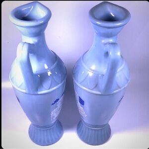 One Collectible Avon Socrates Pitcher Roman Scenes in White Navy Powder Blue EUC